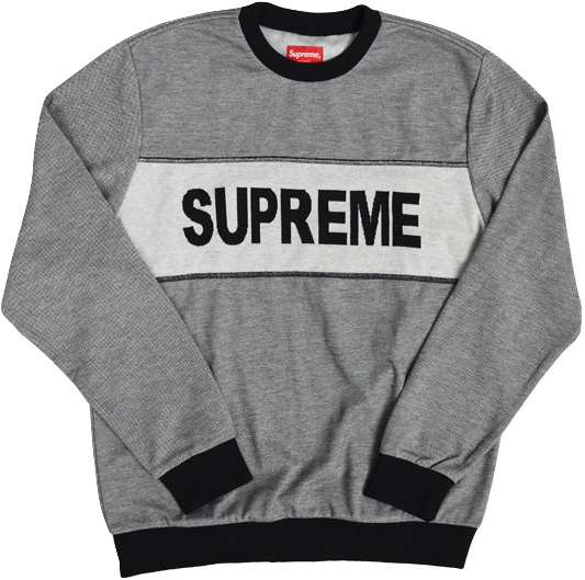 Supreme Tonal Stripe Logo Crewneck (584x580), Png Download