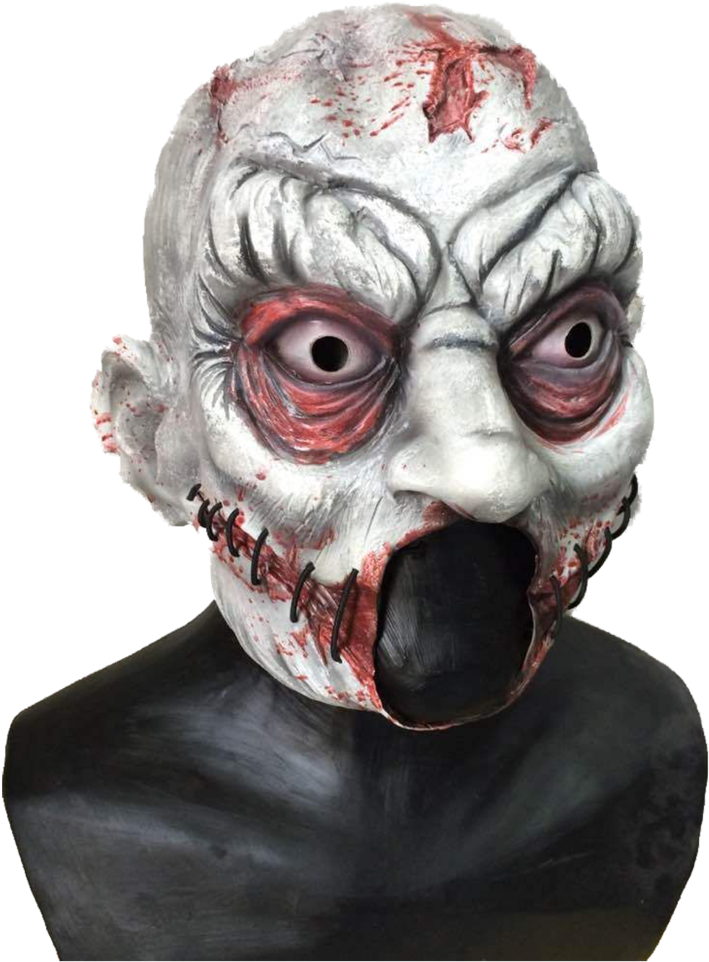 Open Mouth Latex Killer Clown Mask - Mask (817x1024), Png Download
