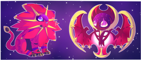 Smol Shiny Solgaleo And Lunala - Fanart Solgaleo Y Lunala (500x300), Png Download
