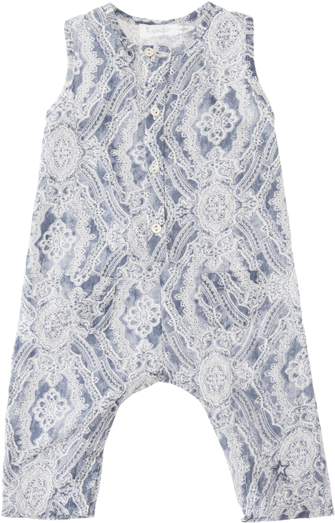 Tocoto Vintage Blue Bandana Romper - Overall (850x850), Png Download