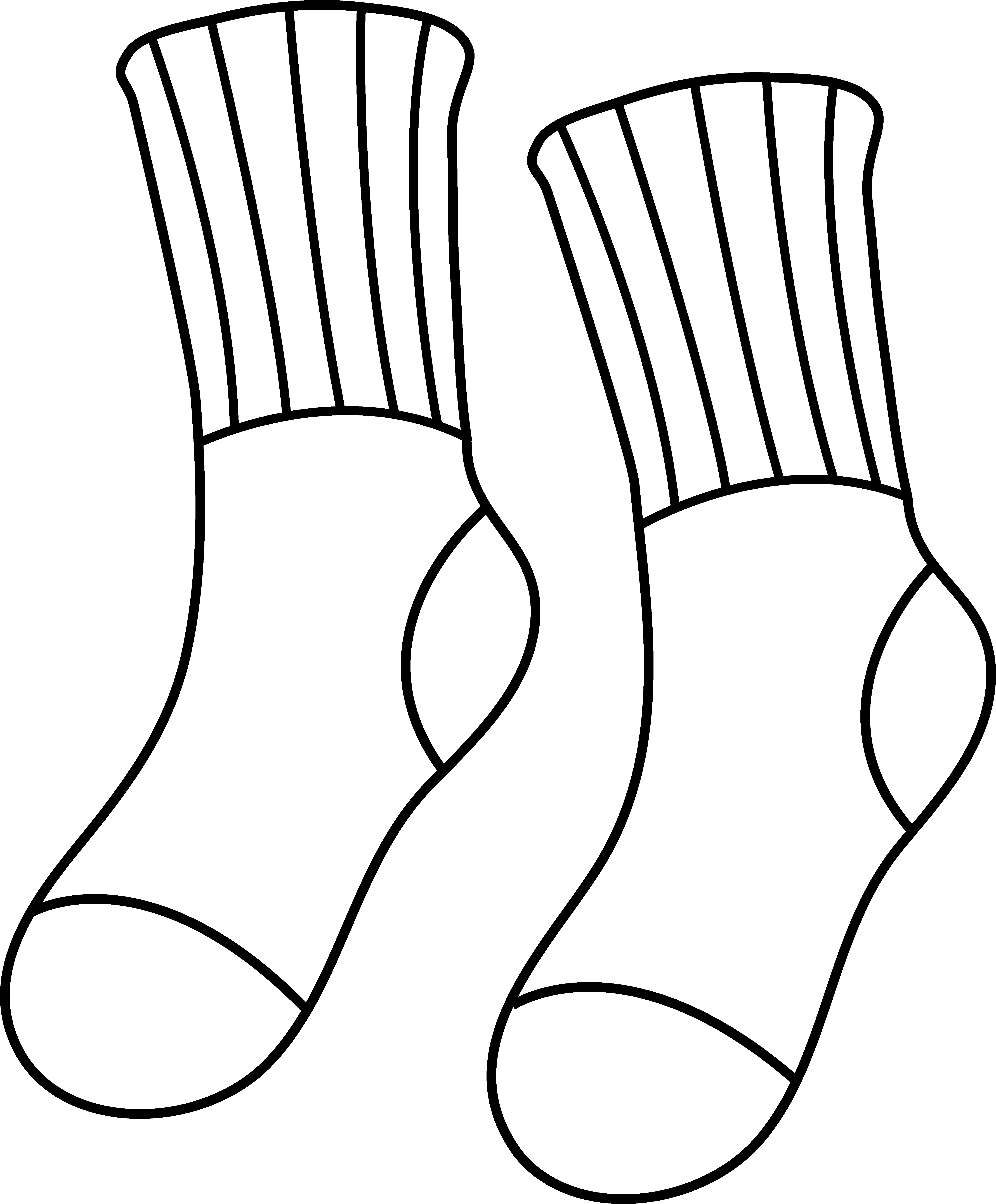 Clip Freeuse Download Pair Of Line Art Free Clip Colorable - Socks Outline Png (5554x6715), Png Download