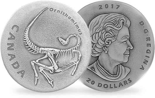 Combine Your Love Of - 2017 Fine Silver 20 Dollar Coin - Ancient Canada: Ornithomimus (535x420), Png Download