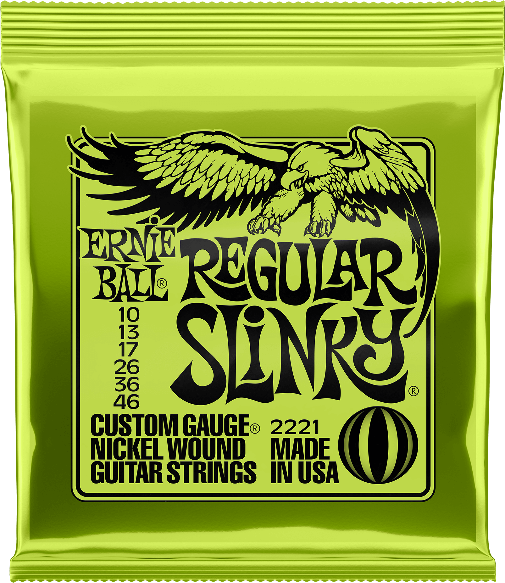 Regular Slinky Nickel Wound Electric Guitar Strings - Ernie Ball 2221 Electric Guitar Strings Slinky Nickel (1000x1000), Png Download