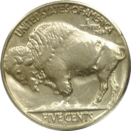 D Buffalo Nickel 3 Legs Pcgs Mint State - Buffalo Head Nickel (500x500), Png Download