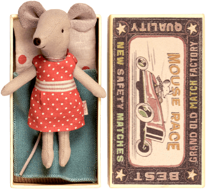Maileg Big Sister Mouse In A Box, Red Dress (460x383), Png Download