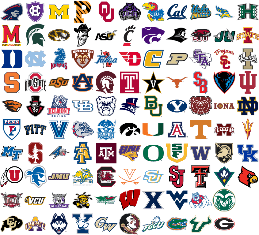 March Madness - 2017 Ncaa Tournament Team Logos (845x768), Png Download