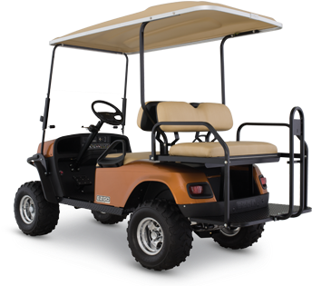 With Its Rear Facing Bench Seat And Powerful Electric - Golf Cart (447x343), Png Download