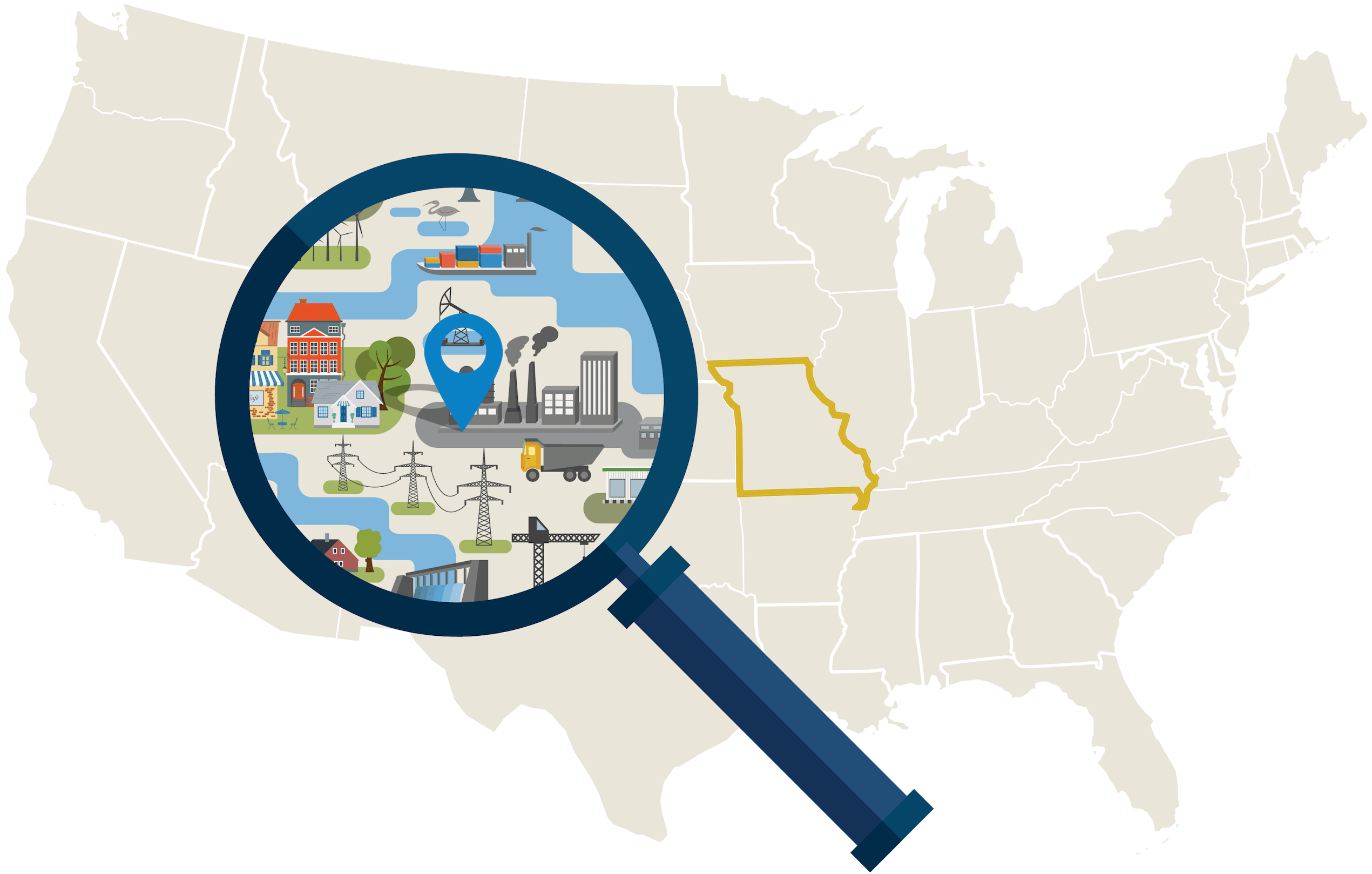 Missouri's Safest Cities - Big Cities Are Surrounded By Suburbs Clipart (2624x1727), Png Download