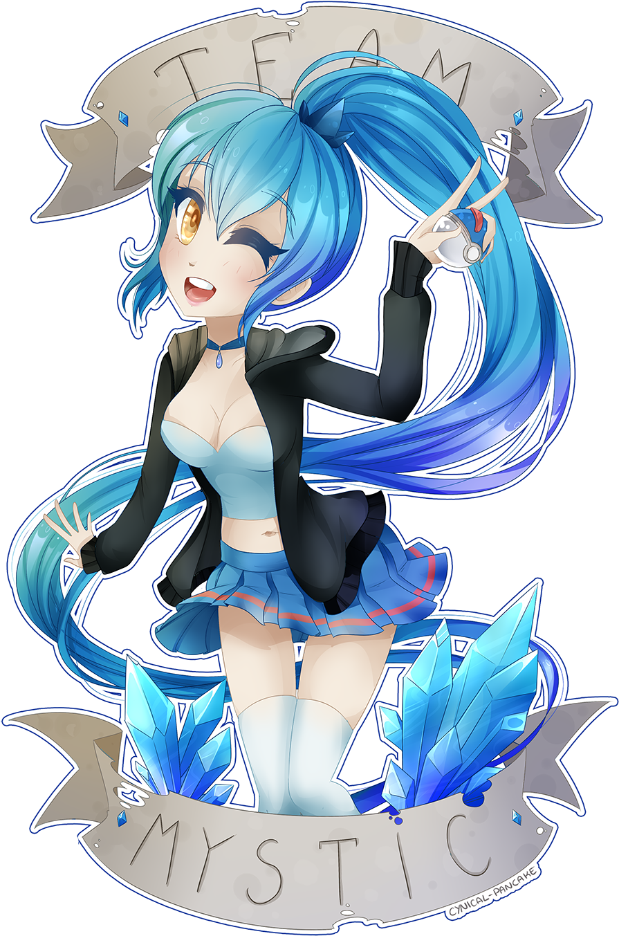 Team Mystic By Cynical Pancake - Team Mystic Anime Girl (1000x1414), Png Download
