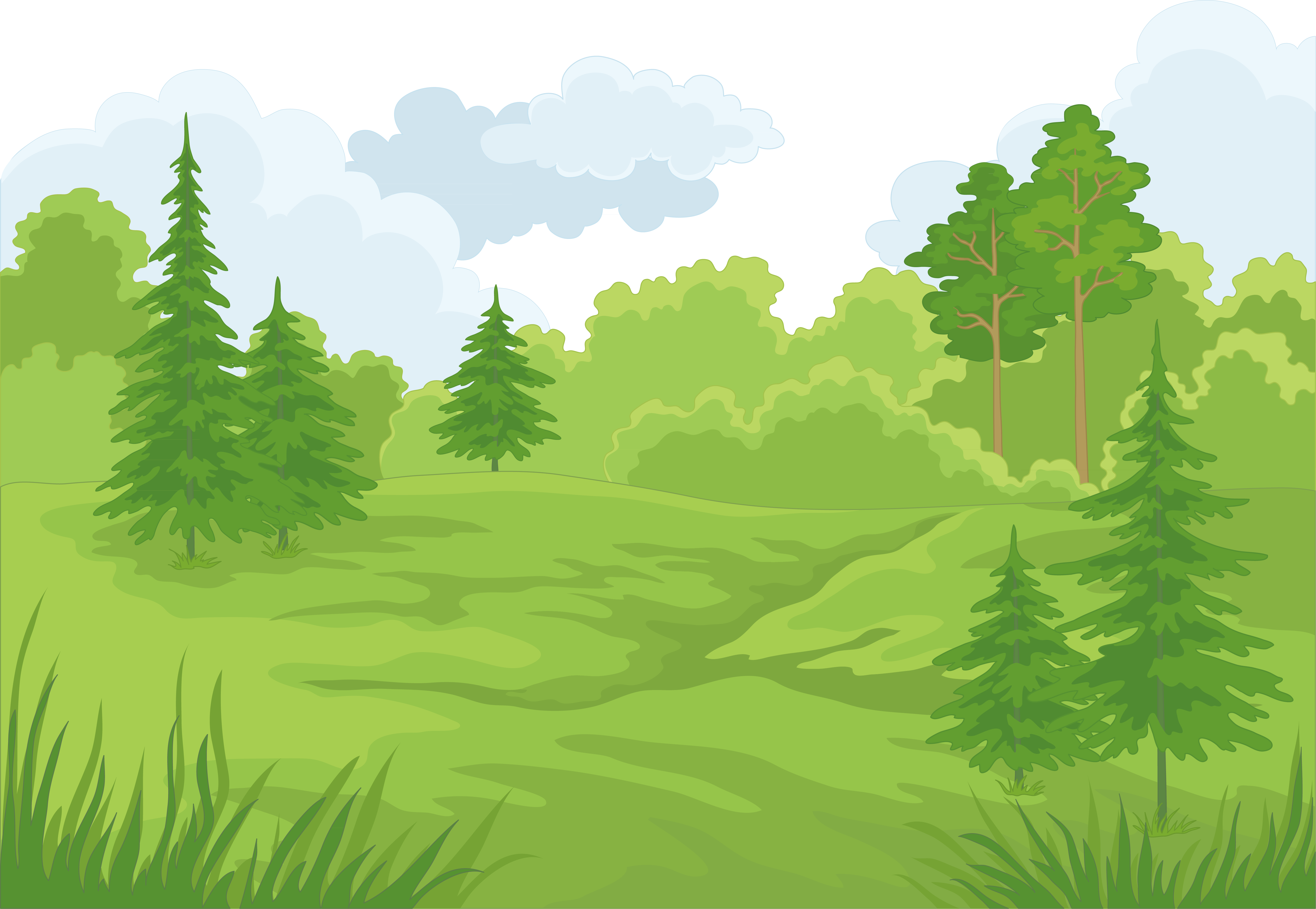 Forest Cartoon Landscape Clip Art Vector Castle - Forest Free Download Vector (5792x4002), Png Download