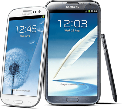 Galaxy 3 And S4 From Samsung - Samsung Galaxy Note 2 (409x360), Png Download