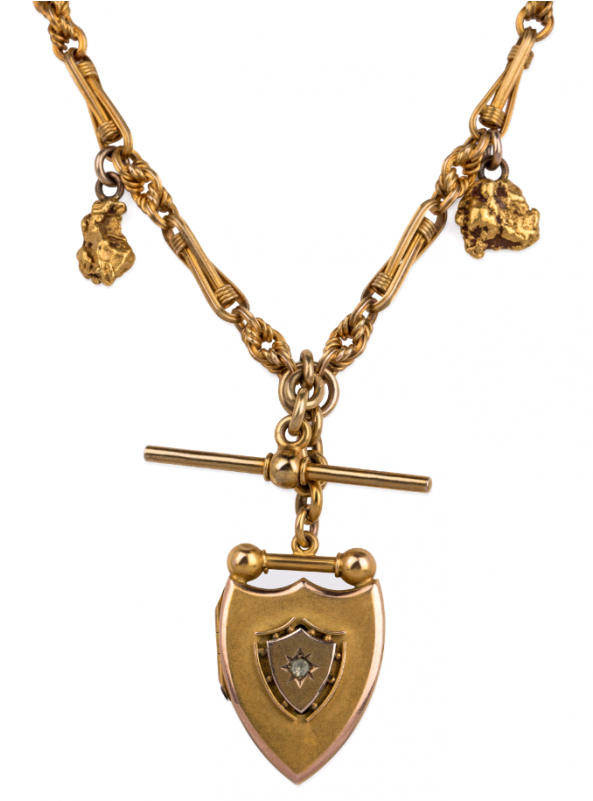 168949 15ct Yellow Gold Albert Chain With Tbar Locket - Gold (800x800), Png Download