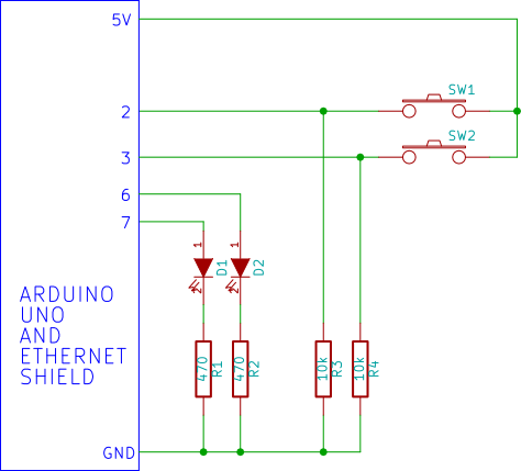 Arduino Web Server Switch And Led Connections - Arduino 2 Buttons 2 Leds (474x429), Png Download
