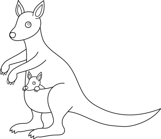 Clip Freeuse Baby Kangaroo Clipart - Kangaroo Lineart (550x474), Png Download