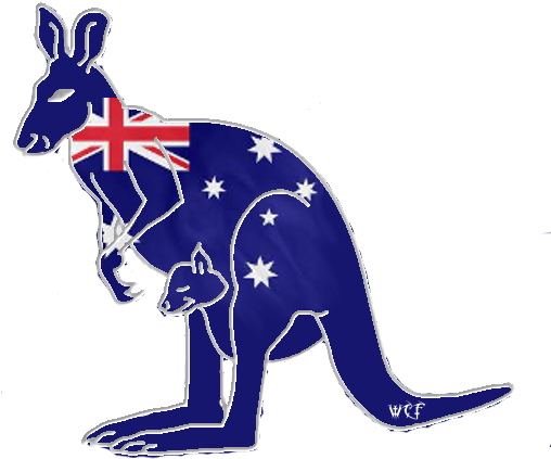 Kangaroo Animal With Flag (530x461), Png Download