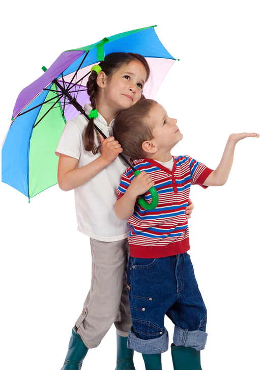 Kids With Umbrella - Children With Umbrella Png (515x726), Png Download