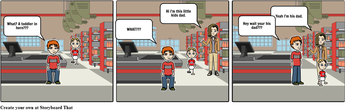 Confusin At The Store With A Little Kid - Cartoon (1164x385), Png Download