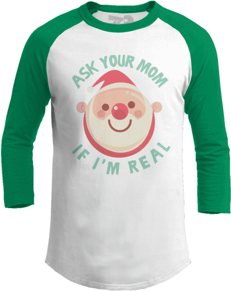 Ask Your Mom - Ask Your Mom - Christmas Raglan / White/red / 4xl (600x600), Png Download