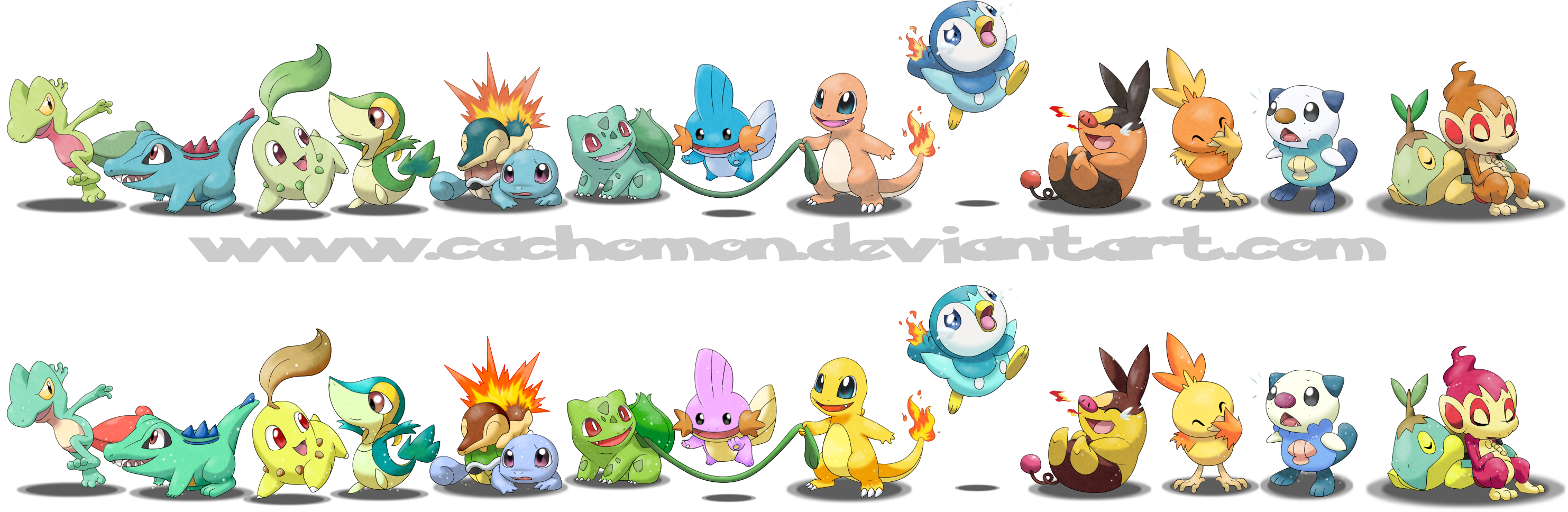 Download All Pokemon Starters Shiny By Cachomon-d4p78uo - Alle Starter