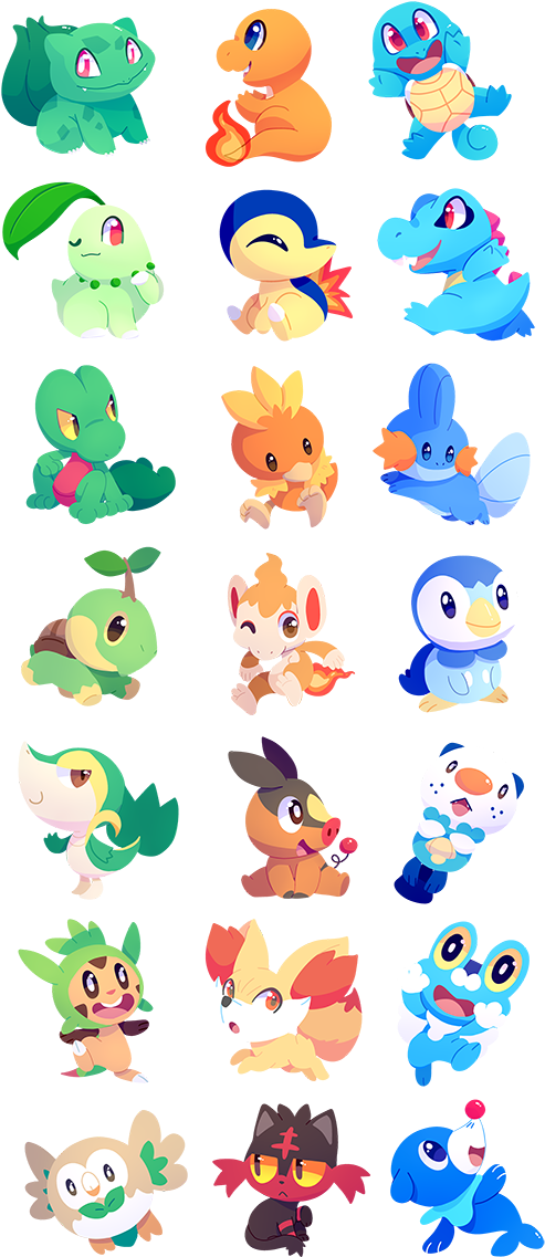 Todo Los Pokemon En El Que Comenzamos A Escojer En - Pokemon All Starters (523x1170), Png Download