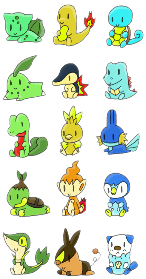 Chibi Starter Pokemon Pokemon Starters, All Things - Pokemon Starters (519x956), Png Download