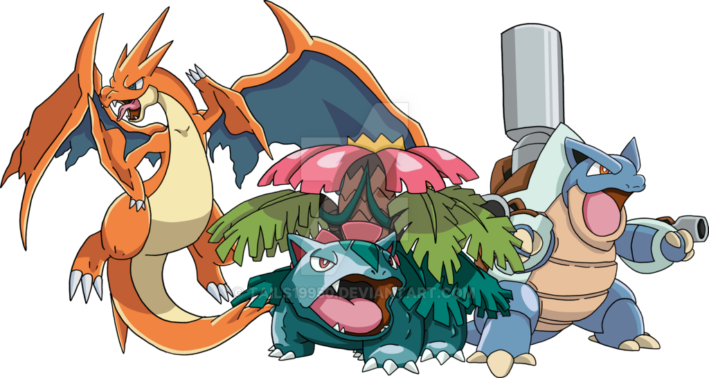 Kanto Embers Png - Kanto Starters Final Evolution (1024x546), Png Download