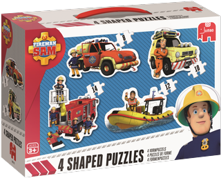 4 Shaped Puzzles - Jumbo Games Fireman Sam 4-in-1 Shaped Jigsaw Puzzles (630x335), Png Download