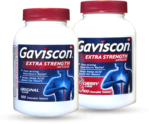 Gaviscon Tablet Bottles - Gaviscon Antacid, Extra Strength, Cherry, Chewable (525x472), Png Download