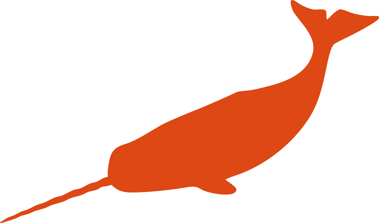 Narwhal Whale Fish Animal Transparent Image - Narwhal Silhouette (1280x752), Png Download