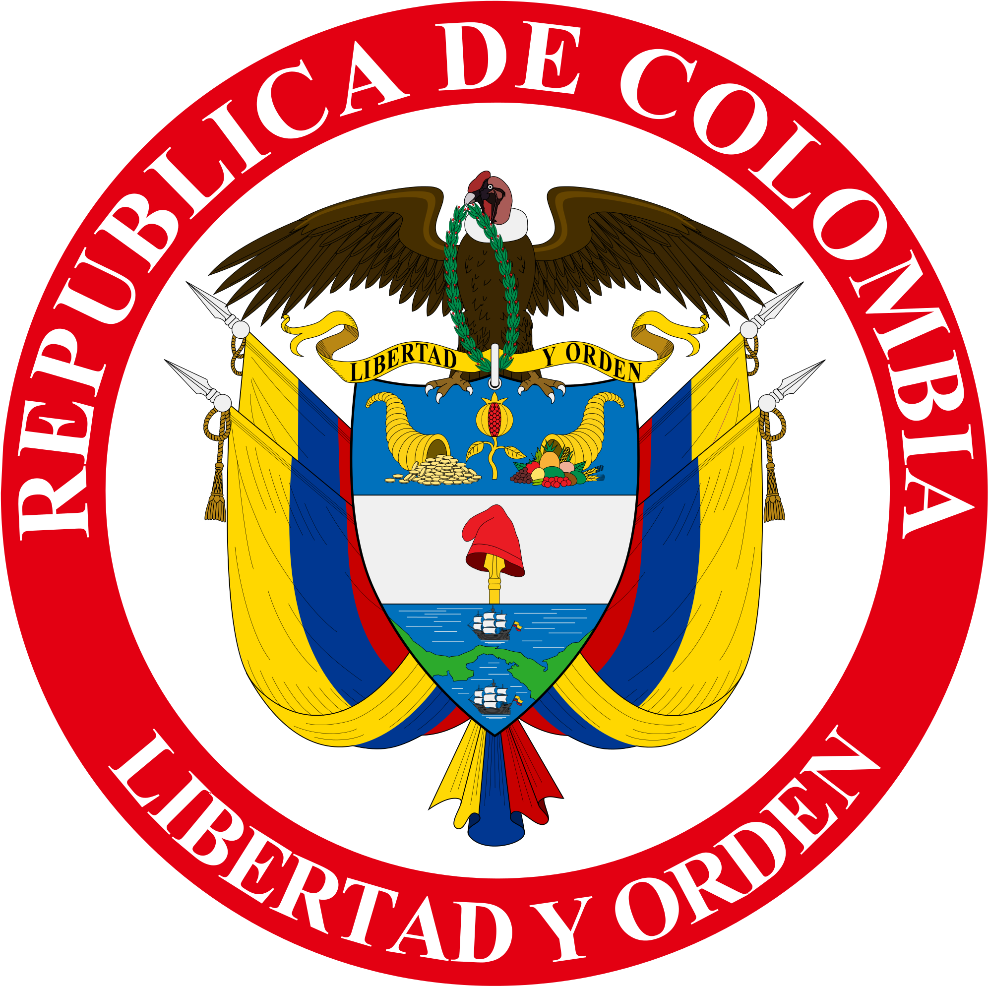 Presidential Seal Of Colombia - Colombian Ministry Of Foreign Affairs (2000x2000), Png Download