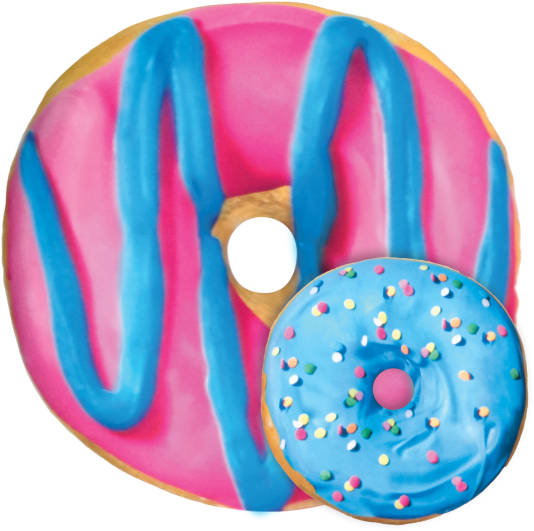 11 - Blue And Pink Donut (540x539), Png Download