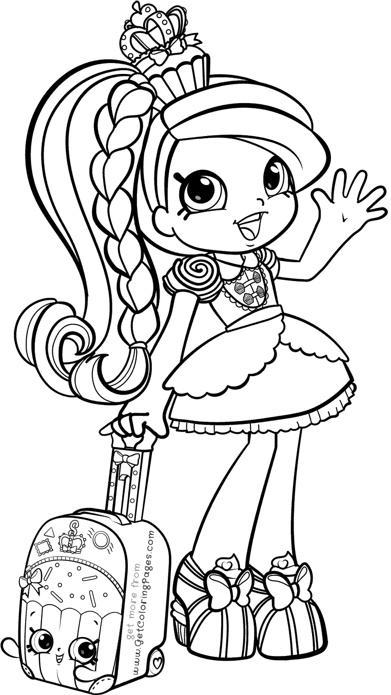 World Vacation Shoppies Coloring Pages - Shopkin Girl Coloring Pages (1024x1400), Png Download