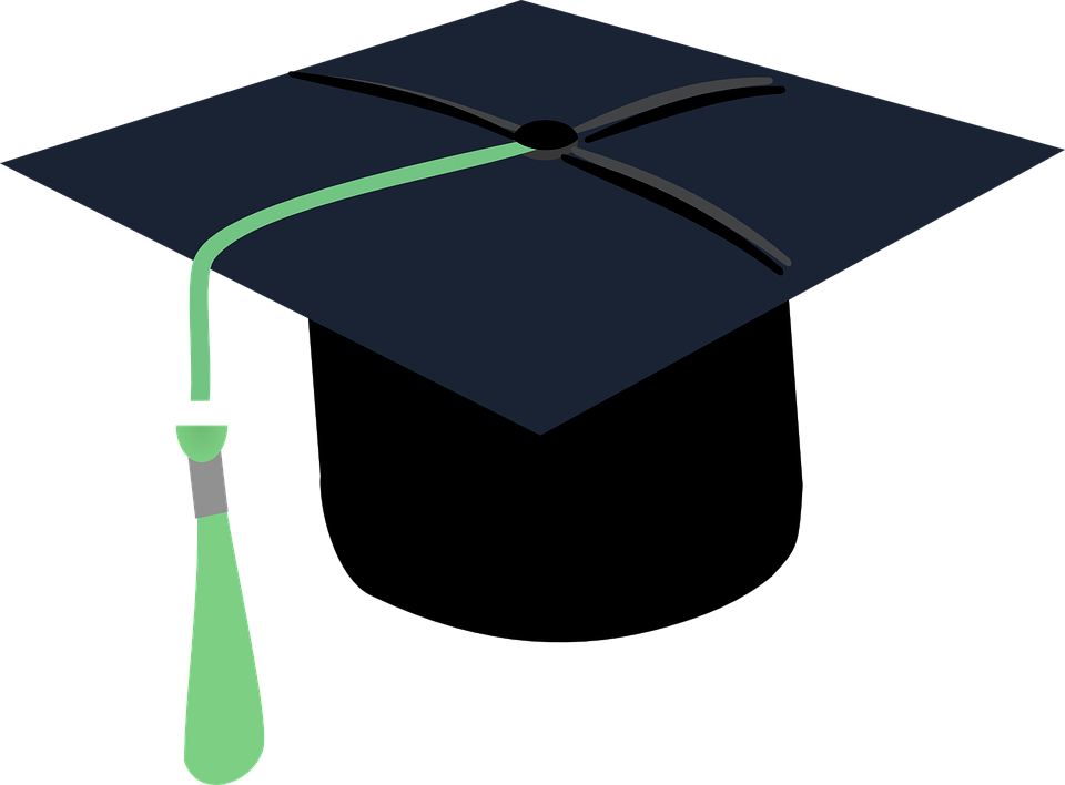 Small - Graduation Cap With Green Tassel (600x443), Png Download