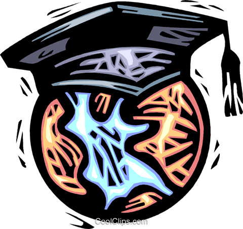 Planeta Terra Com Um Chapéu De Formatura Livre De Direitos (480x453), Png Download