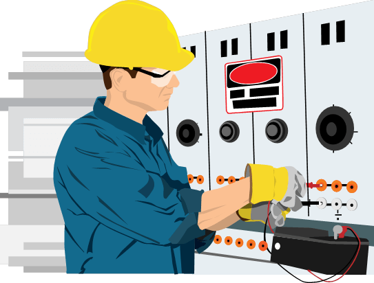 Worker At Electrical Panel - Electrical Safety (543x412), Png Download