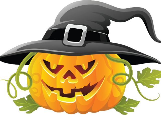 Witch Hat Clipart Halloween Witch - Creepy Pumpkin Clip Art (640x480), Png Download