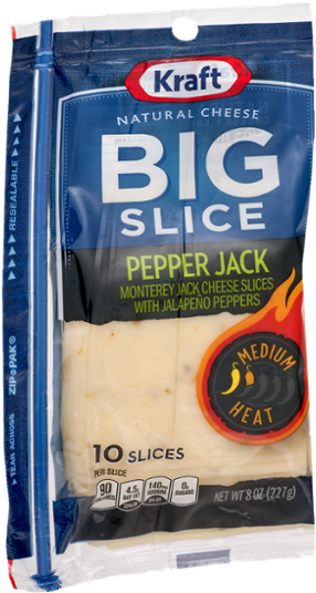 Kraft Big Slice Pepper Jack Cheese, Sliced - 10 Count, (600x600), Png Download