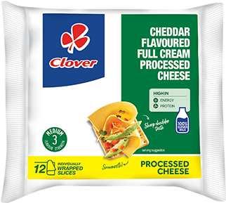Processed Cheese Slices Cheddar - Clover Long Life Milk (340x450), Png Download
