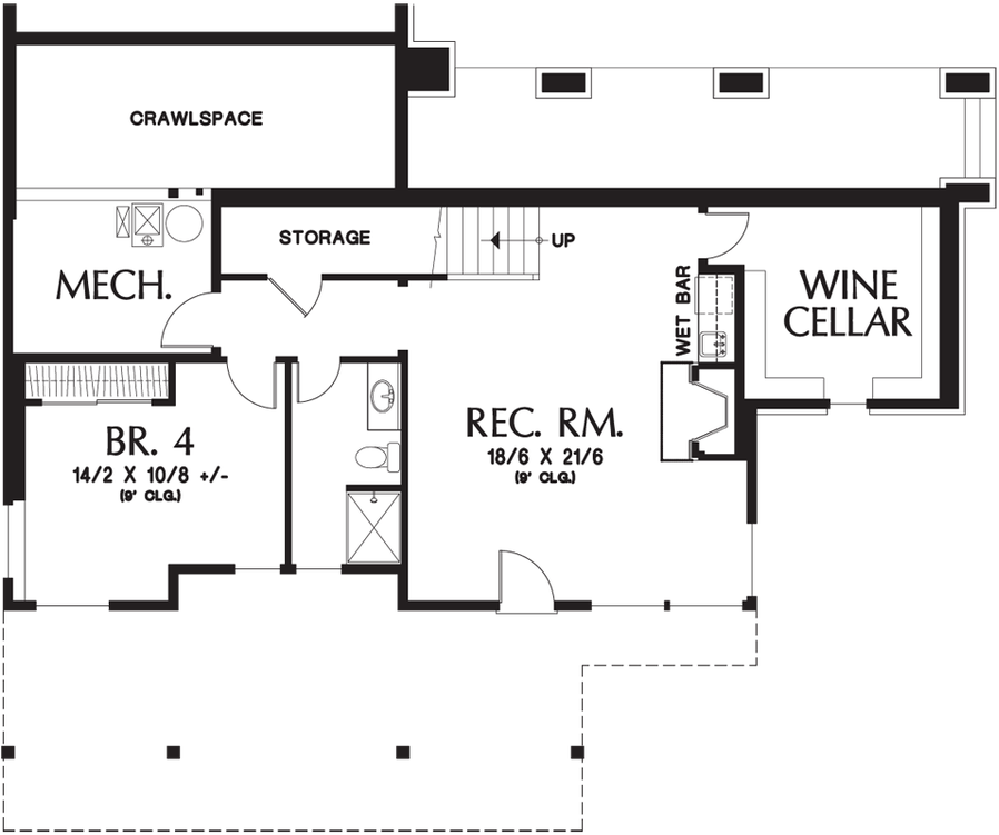 Image For Clearfield Sloped Lot Daylight Craftsman - House Plan (1128x900), Png Download