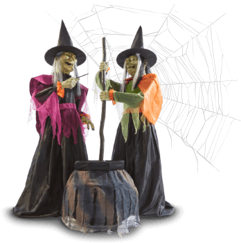Two Witches Casting Magic Spells - Home Accents Holiday 72 In. Wicked Cauldron Witches (595x400), Png Download