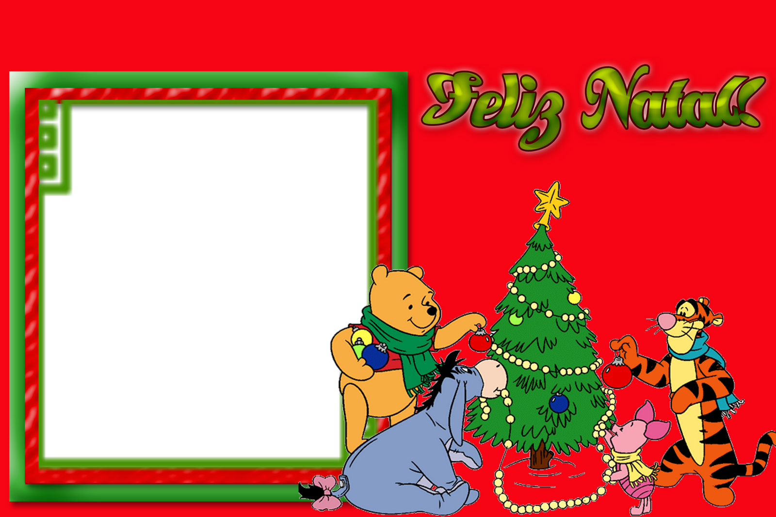 Molduras De Feliz Natal Em Png - Moldura De Natal Pooh (1600x1067), Png Download