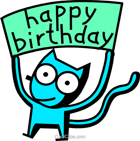 Gato Feliz Cumpleaños Libres De Derechos Ilustraciones - Clip Art (477x480), Png Download