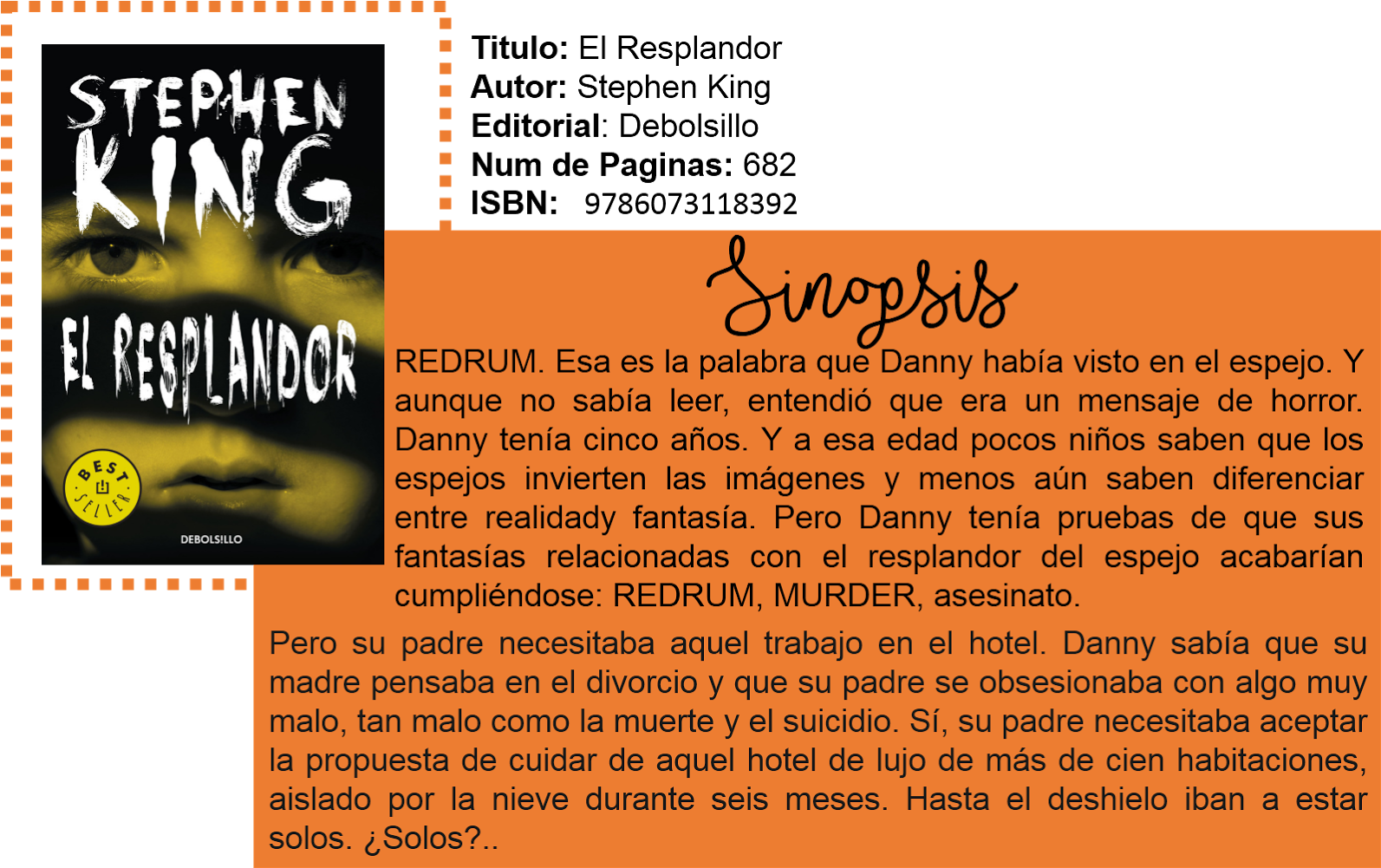 ¡hola Después De Cuatro Meses De Ausencia Las Traigo - El Resplandor [book] (1600x1010), Png Download