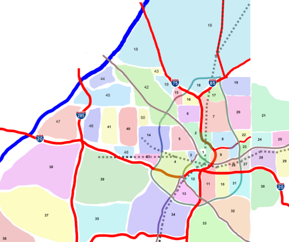 288 × 240 Pixels - Map Of Atlanta Neighborhoods (575x480), Png Download