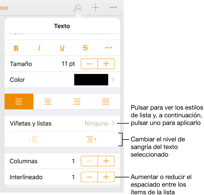 Los Controles De Formato Con Llamadas Al Menú “viñetas/listas”, - Line Callout On Numbers Ipad (676x644), Png Download