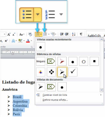 Agregar Viñetas O Numeración - Word 2010 (350x391), Png Download