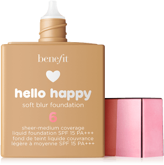 Hello Happy Base De Maquillaje Efecto Piel Suave Y - Benefit Hello Happy Soft Blur Foundation (400x450), Png Download
