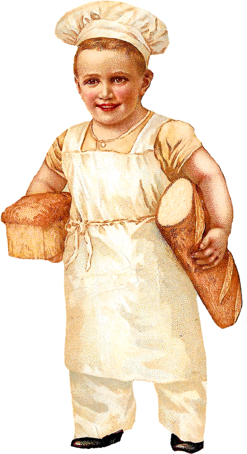 Bread Baker Baking Boy Image Vintage Illustration Clipart - Vintage Baker (902x1600), Png Download