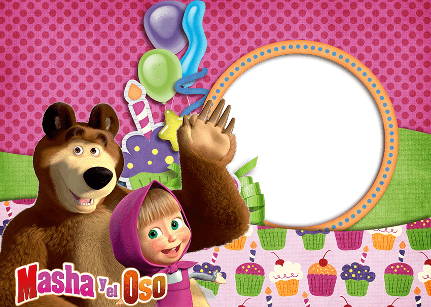 Invitaciones De Masha Y El Oso (850x607), Png Download