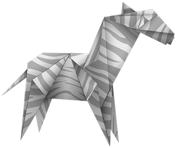 Origami Zebra Black And White Paper Art An - Оригами Зебра (396x340), Png Download